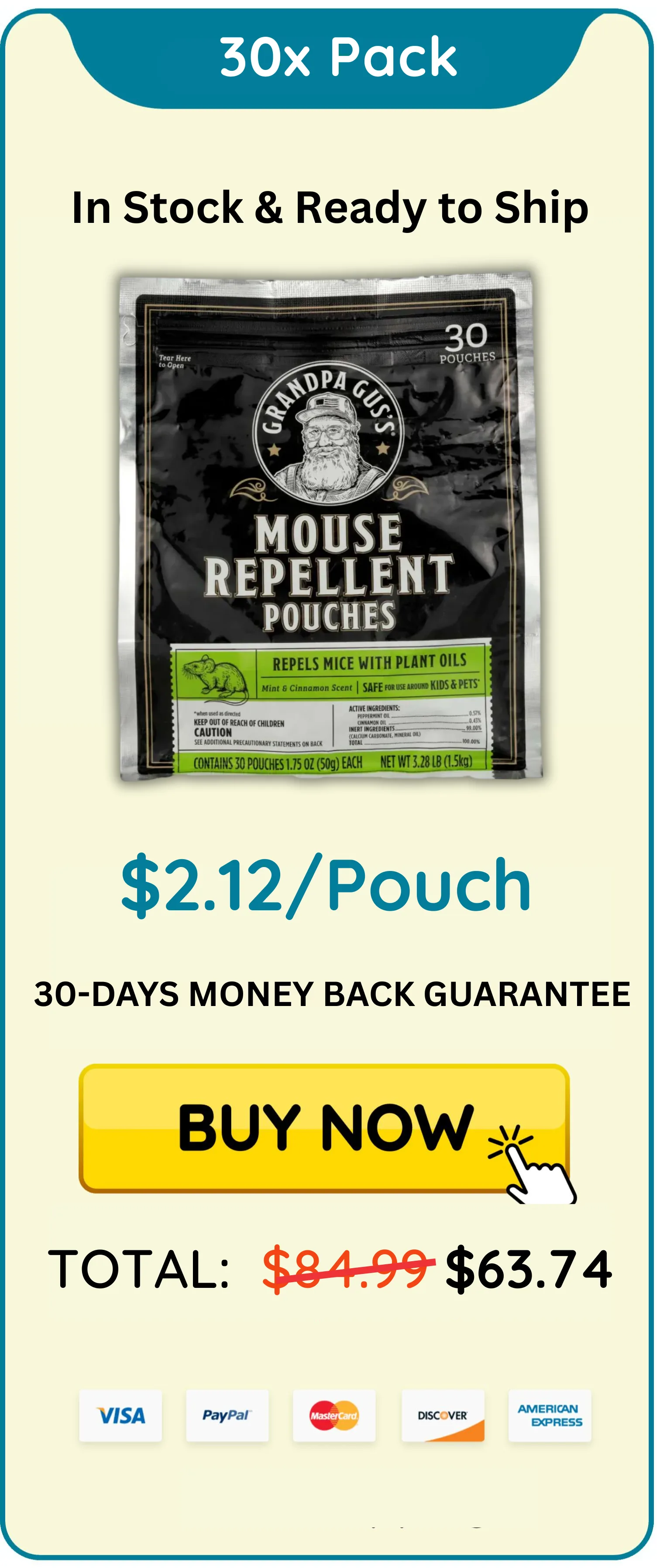 Grandpa Gus's Mouse Repellant package 30