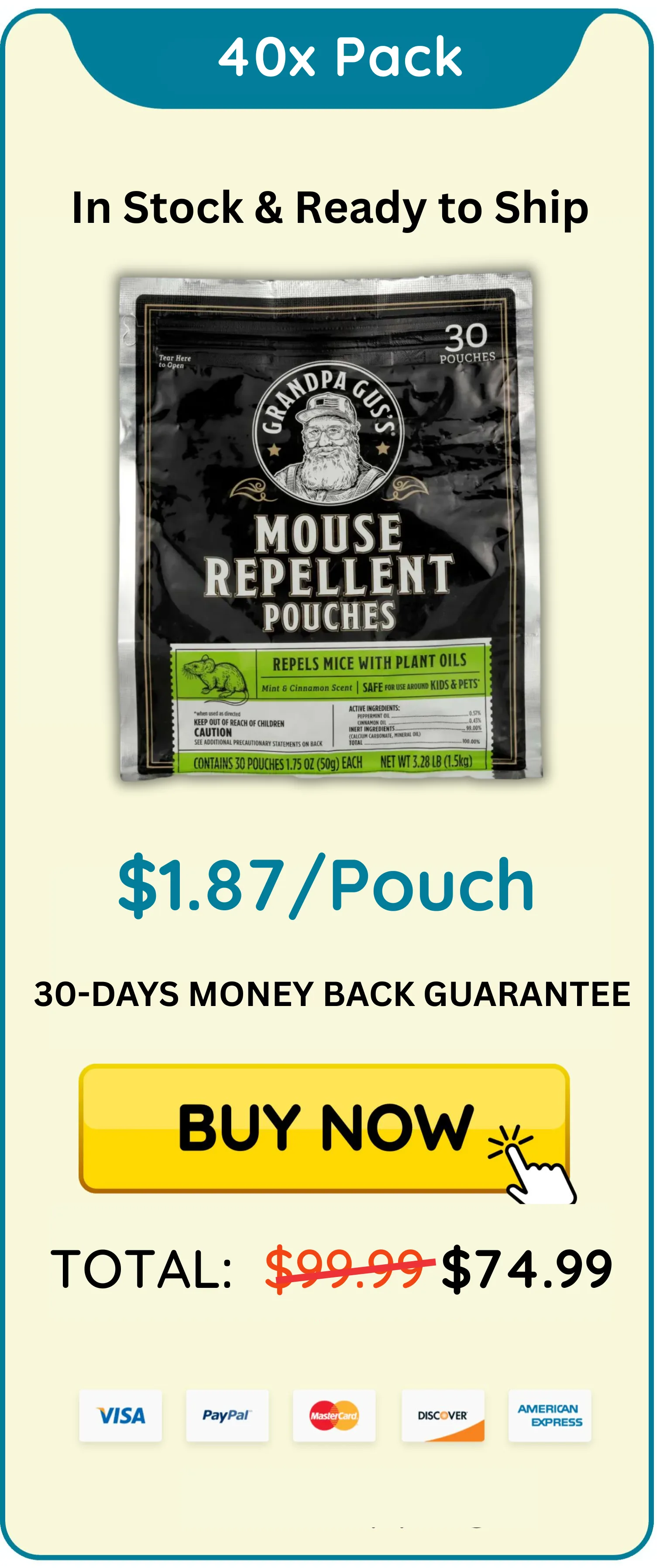 Grandpa Gus's Mouse Repellant package 40